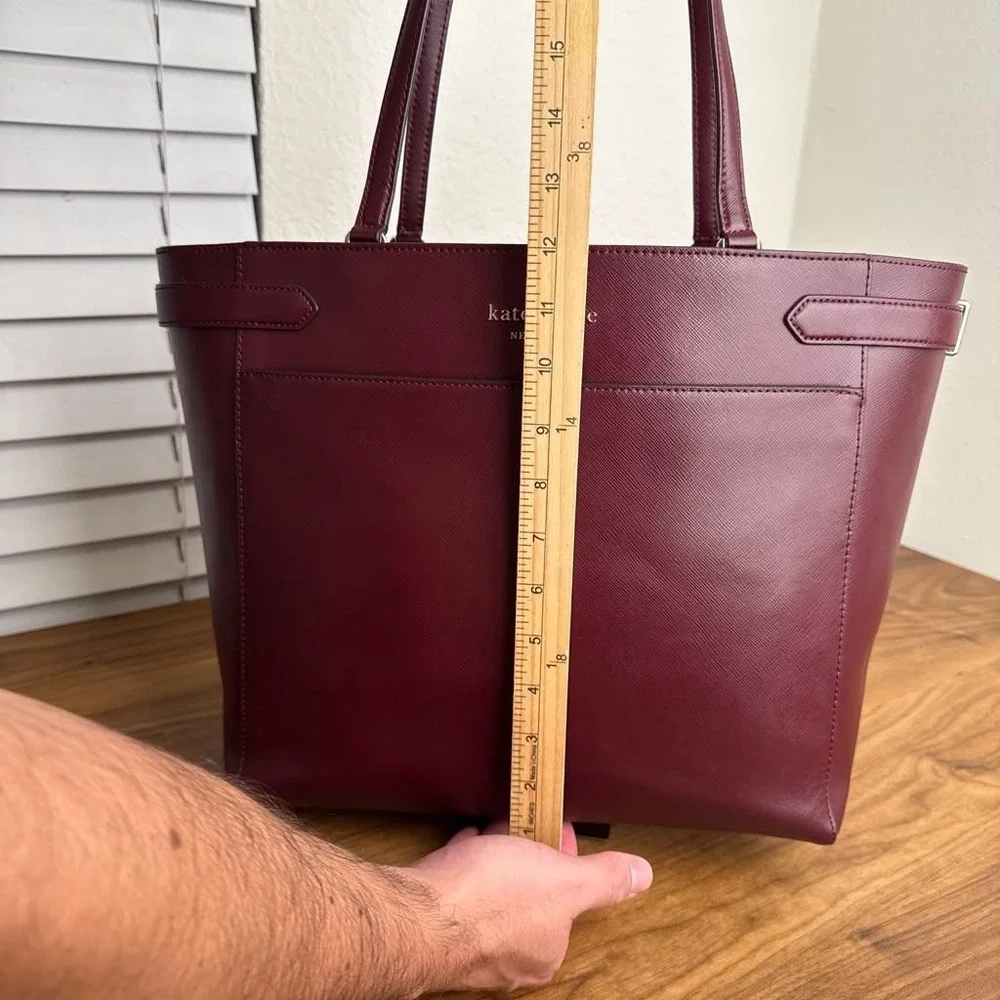 Kate Spade Staci Laptop Tote Bag Saffiano Leather Burgundy Maroon